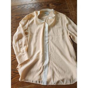 St John silk peach button down silk blouse sz 10